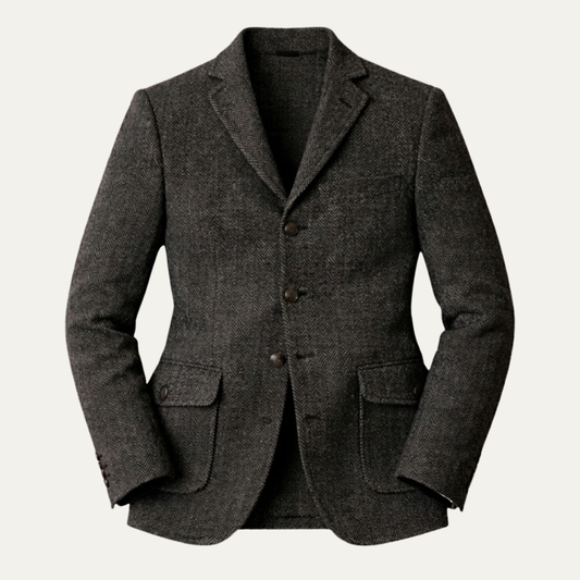 The Siena Men’s Single Breasted Fishbone Tweed Blazer Jacket