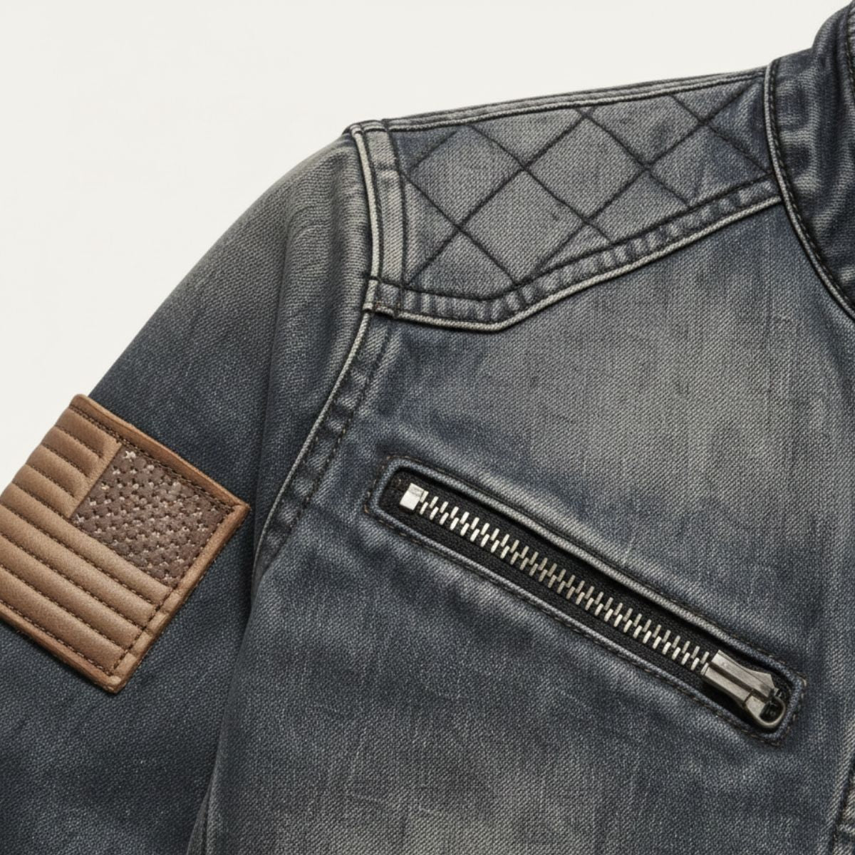 The London Slim Fit Denim Jacket for Men - Zip Collar