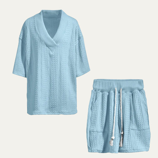 The Redwood Park Men’s Light Summer Knitted Set – Polo Shirt & Short