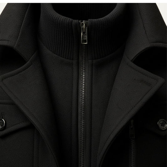 Men's Wool Blend Pea Coat Black