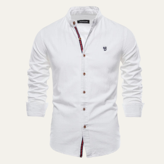 The Pineview Ridge Men’s Slim Fit Stand Collar Casual Cotton Shirt