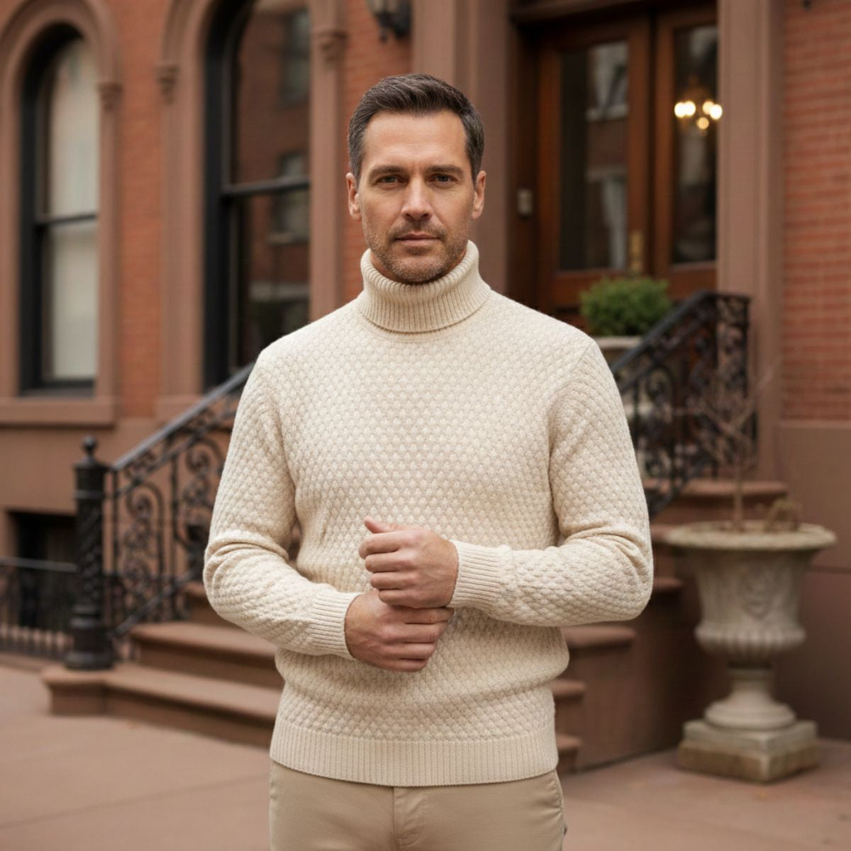 The Lavagna Men’s Thick Wool Knit Turtleneck Sweater
