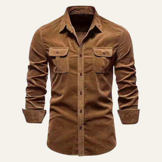 The Positano Men’s Casual Button Up Corduroy Shirt