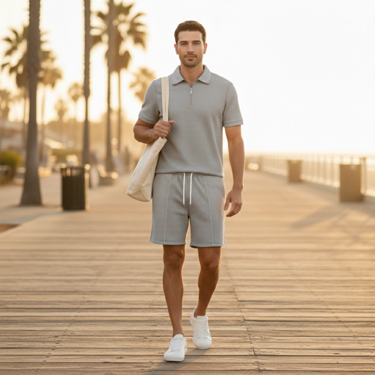 The Oakfield Park Men’s Solid Color Casual Summer Set – Shirt & Shorts Set