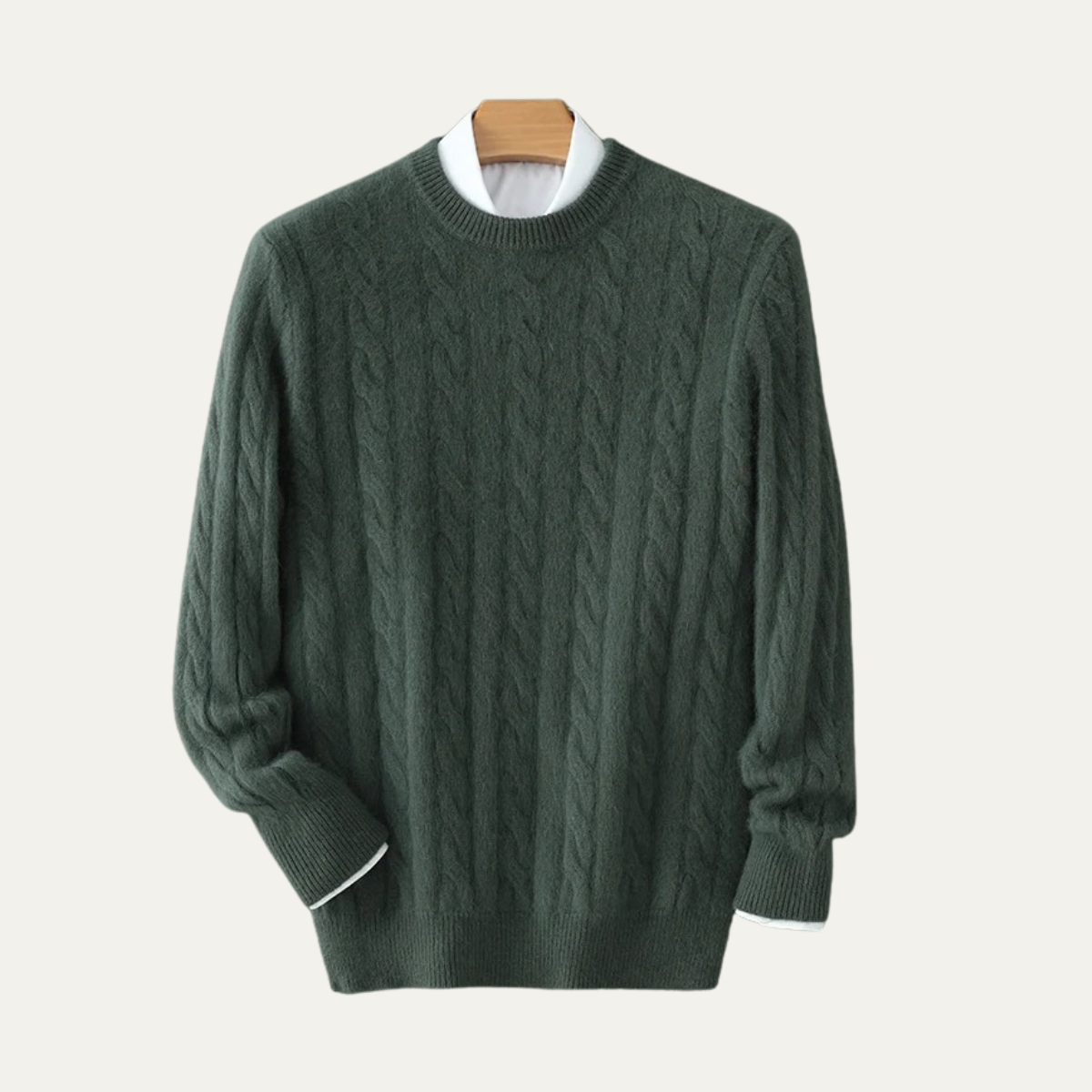 The Bari Men’s Cashmere Cable Knit Crewneck Sweater