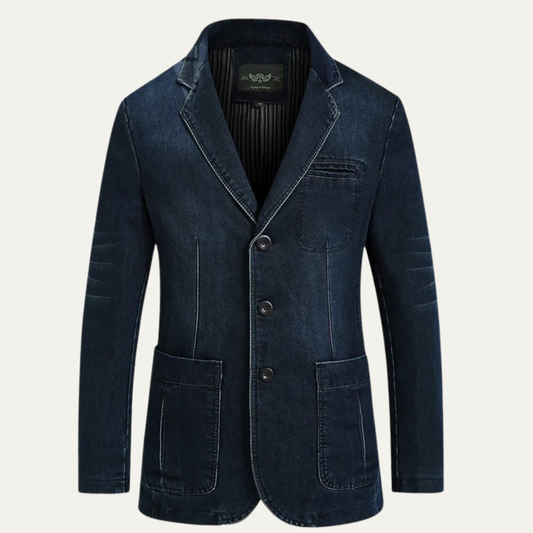 The Maplecrest Men’s Washed Vintage Denim Blazer Jacket