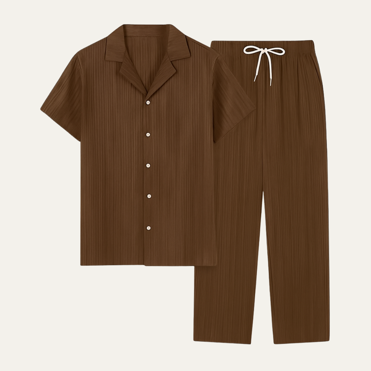 The Dervio Men’s Linen Two Piece Set – Lightweight Button-Up Shirt &amp; Relaxed Pants