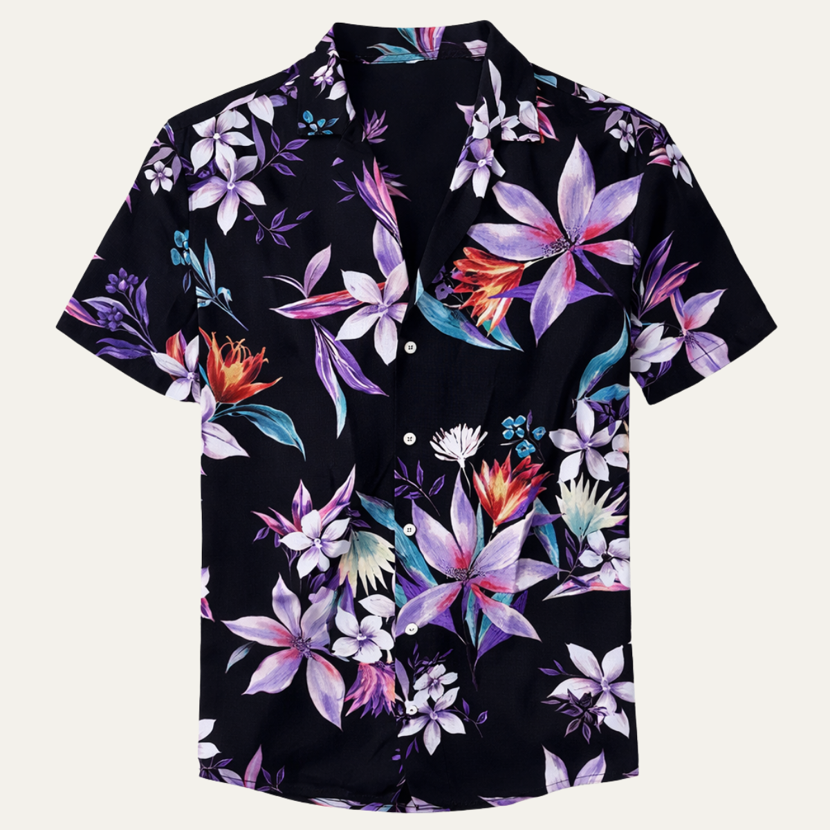 The Silverfield Men’s Lightweight Tropical Coconut Print Hawaiian Beach Shirt