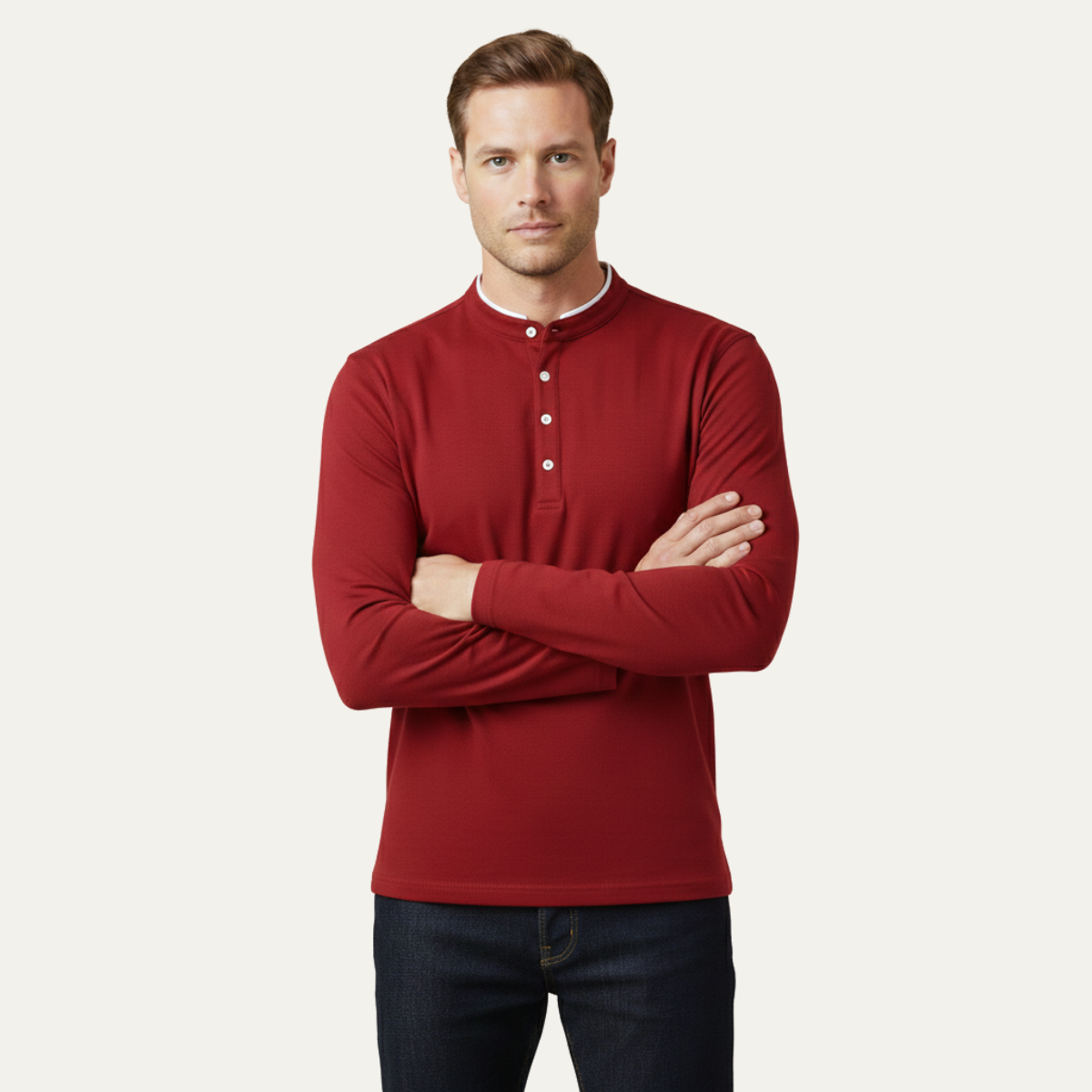 The Willowlake Ridge Men’s  Cotton Slim Fit Mandarin Collar Henley T Shirt