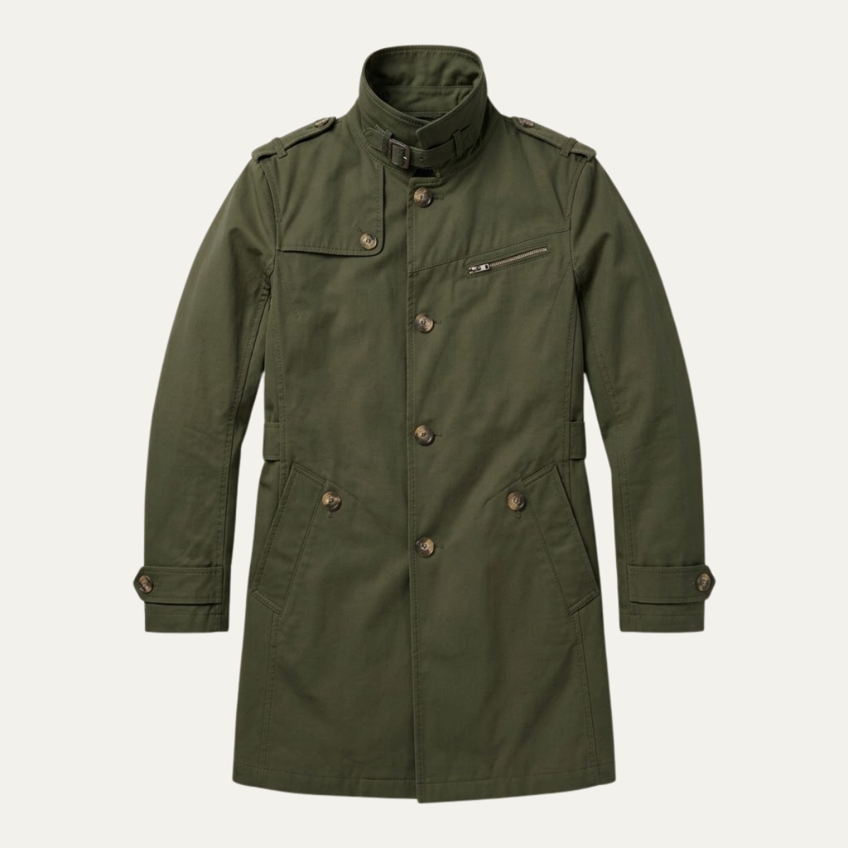 The Brackenridge Men’s Slim Fit Cotton Notched Collar Trench Coat