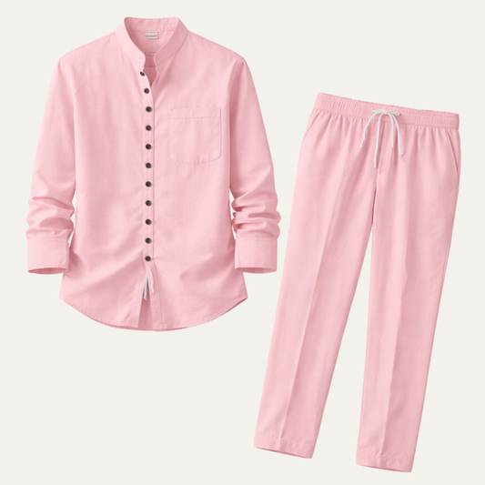 The Pineview Men’s Cotton Linen Two Piece Shirt Set