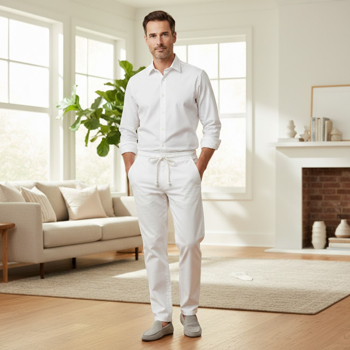 The Pinebrook Park Men’s Loose Cotton Linen Drawstring Pants