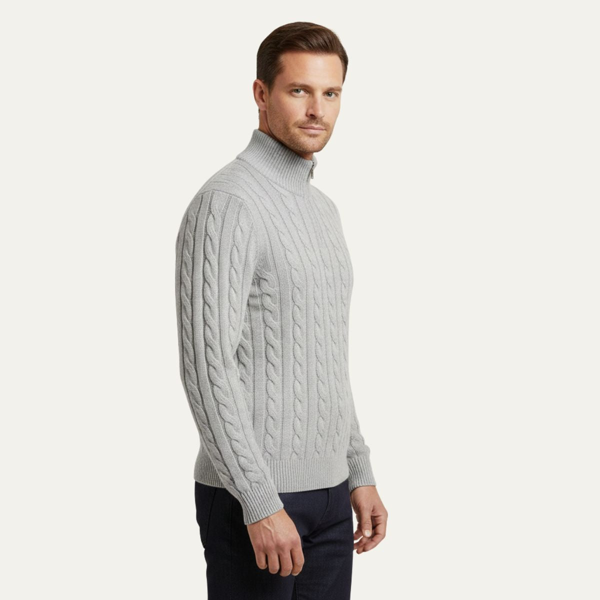 The Genève Old Money Half Zip Sweater for Men - 100% Merino Wool