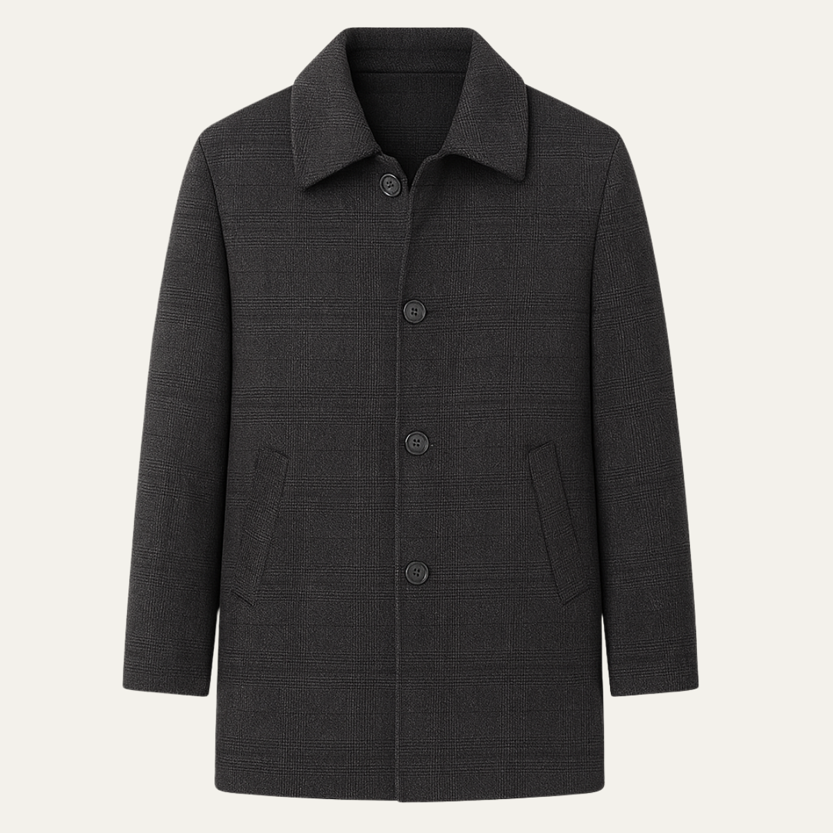 Men's Wool Blend Overcoat Charcoal Down Insulated