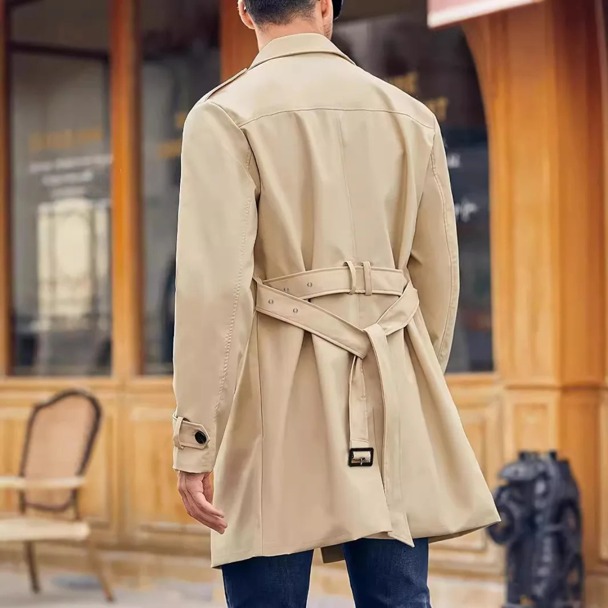 The Crownport Men's Trench Coat – Long Double Breasted Waterproof Overcoat