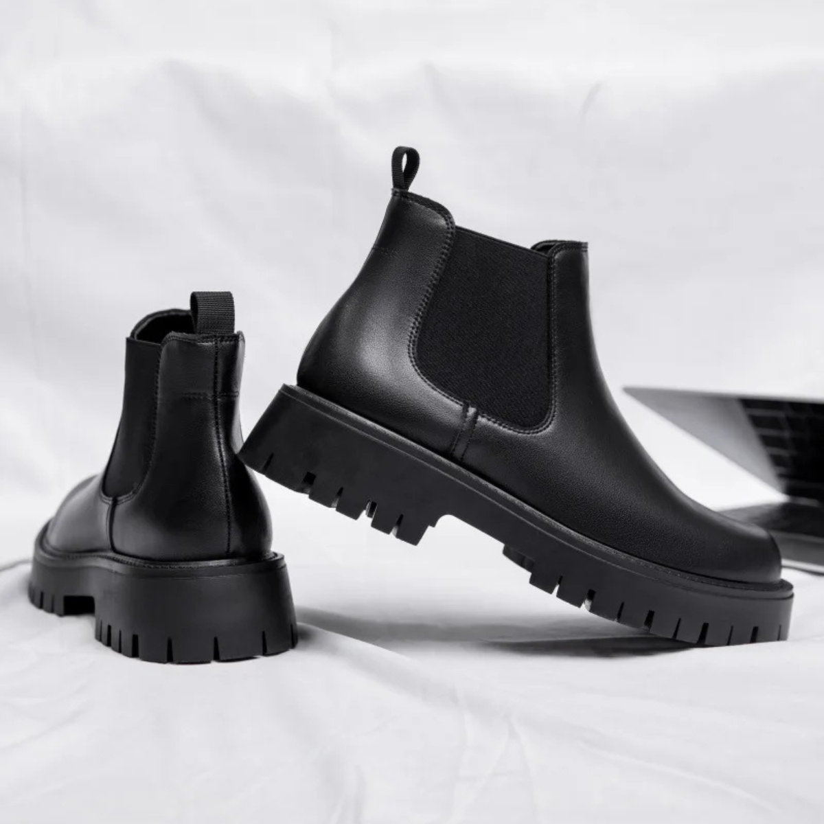 The Cagliari Men’s British Style Platform Leather Ankle Chelsea Boots