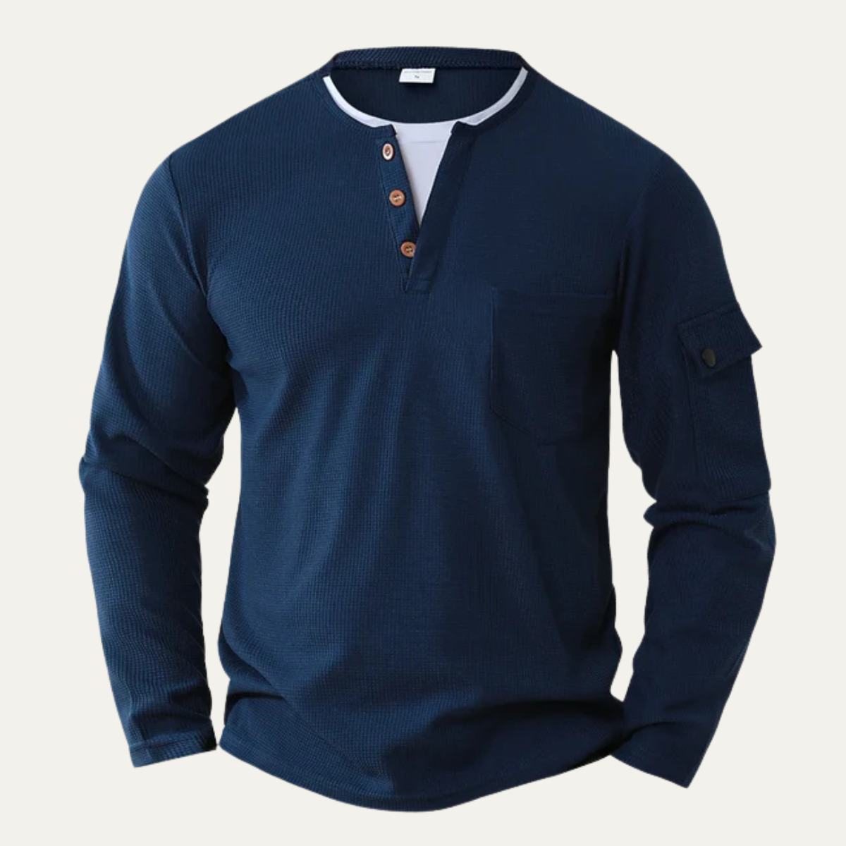 The Maplehurst Men’s Henley Double Layered Button Neck Shirt