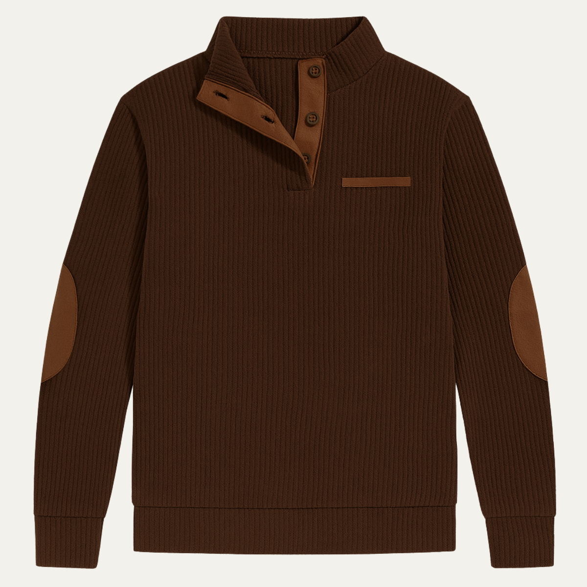 The Glencrest Men’s Vintage Corduroy Button Neck Sweater with Patch Details