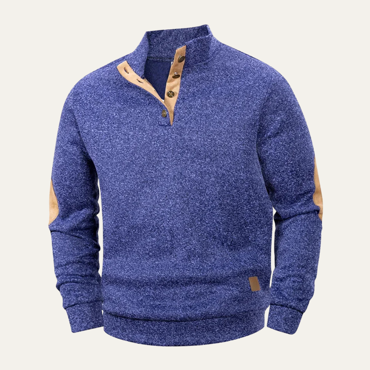 The Glenhurst Men's Stand Collar Fleece Sweater with Elbow Patches