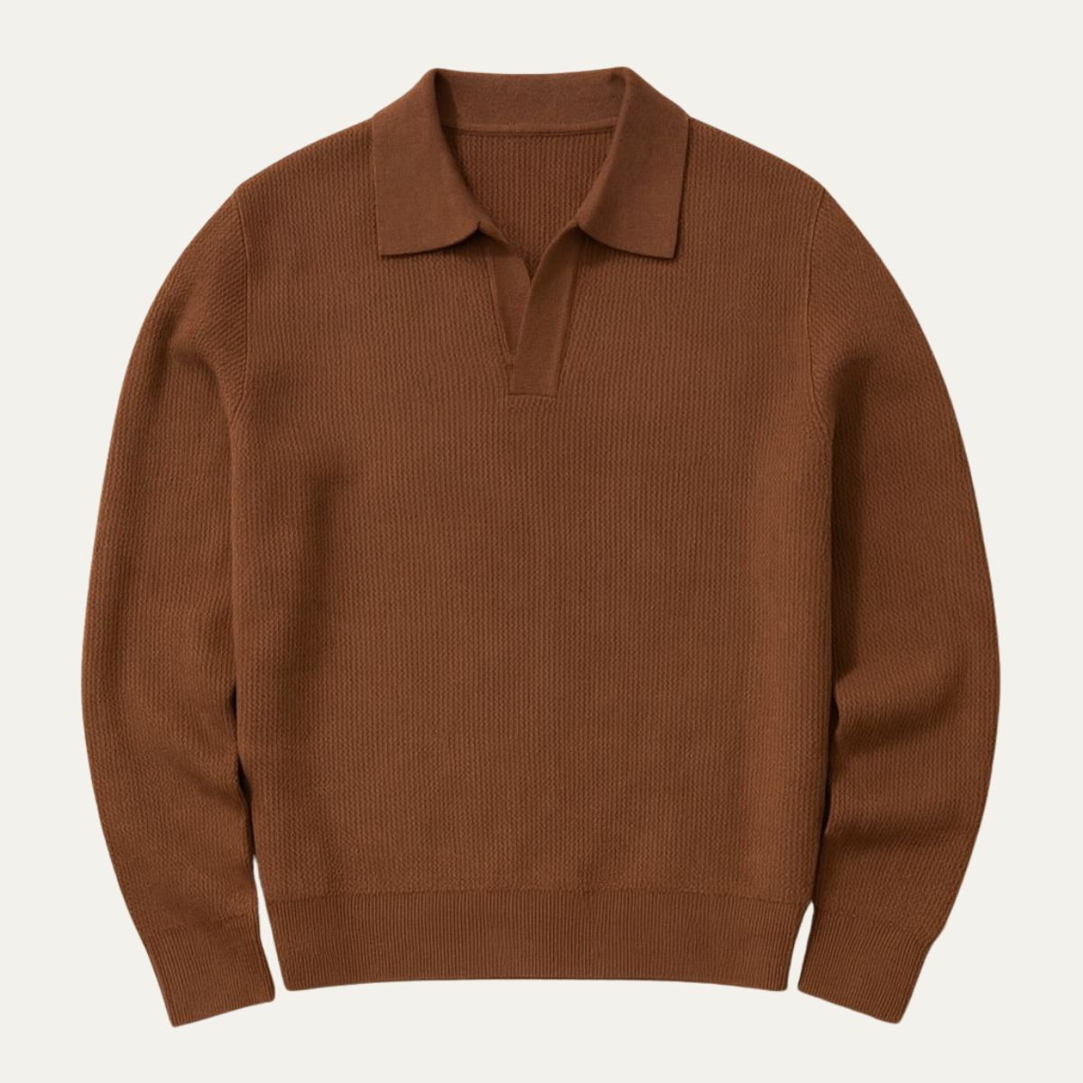 The Portofino Knitted Long Sleeve Polo Sweater for Men - Open Collar