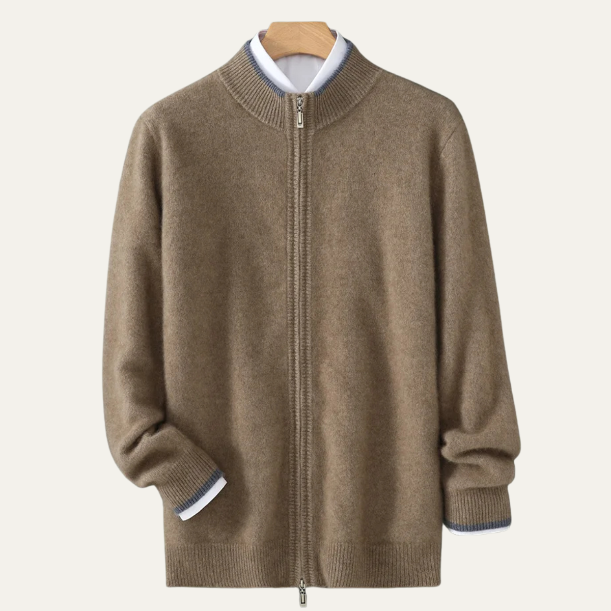 The Antibes Men’s Soft Warm Winter Cashmere Knit Zip Up Cardigan