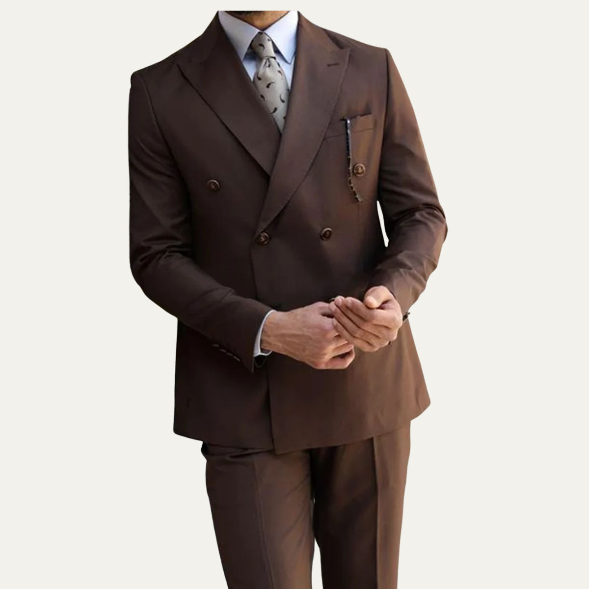 The Westminster Men’s Elegant Double Breasted Suit – Slim Fit Formal 2 Piece Wedding Set