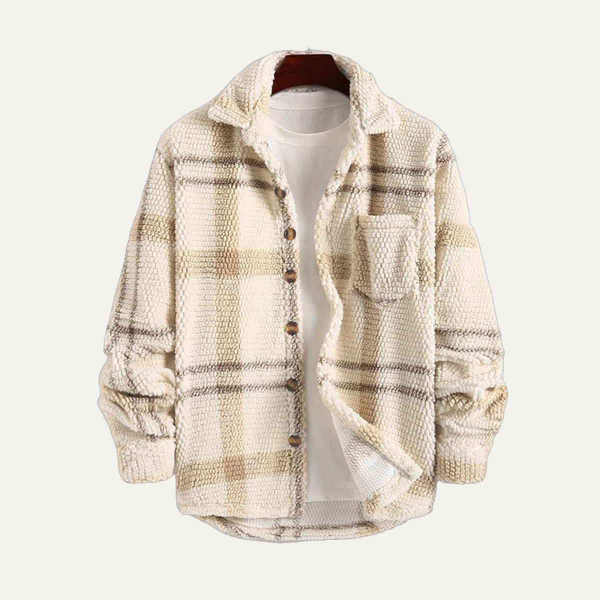 The Piacenza Men’s Vintage Plaid Fleece Shirt Jacket with Pockets
