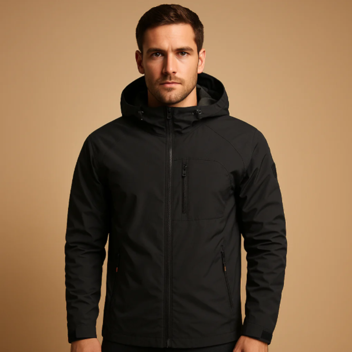 Men's Lightweight Waterproof Hooded Windbreaker Black