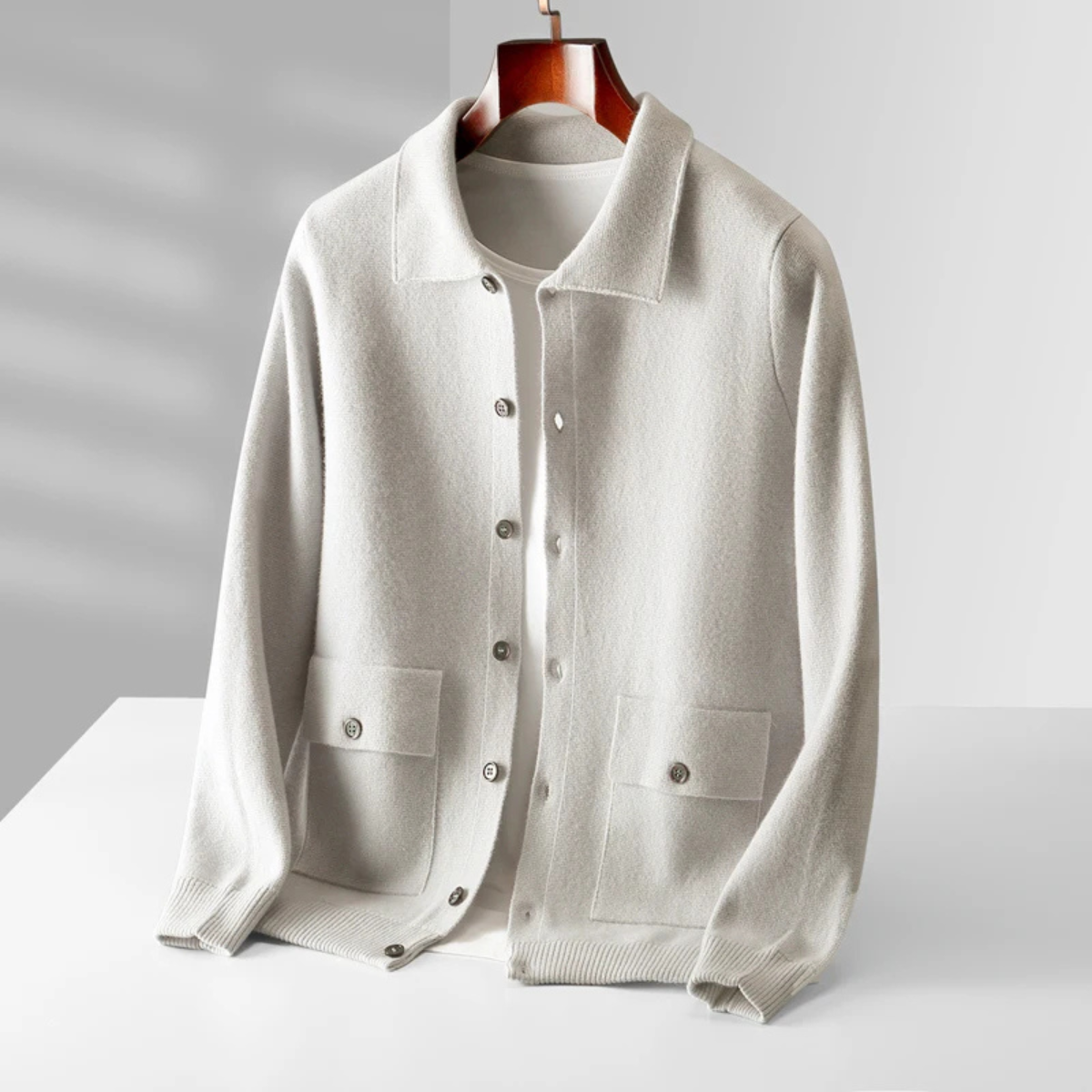 The Whitestone Cardigan – Men's 100% Merino Wool Knit Cardigan