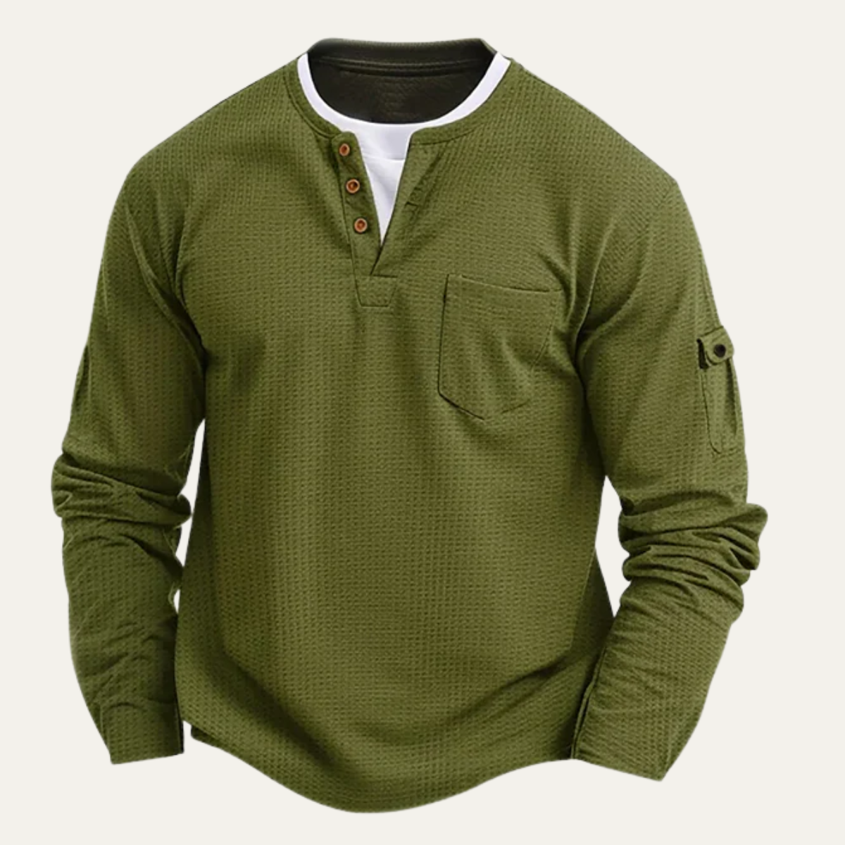 The Maplehurst Men’s Henley Double Layered Button Neck Shirt