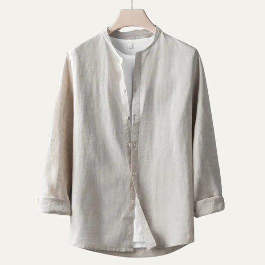 The Brookfield Lane Men’s Vintage Thin Round Neck Linen Shirt