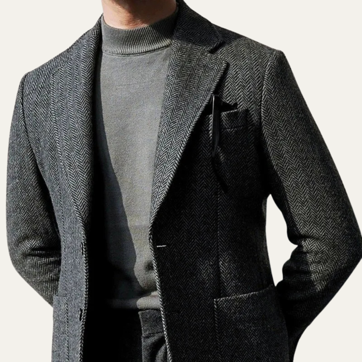The Glenhaven Ridge Men’s Retro Herringbone Wool Tweed Blazer