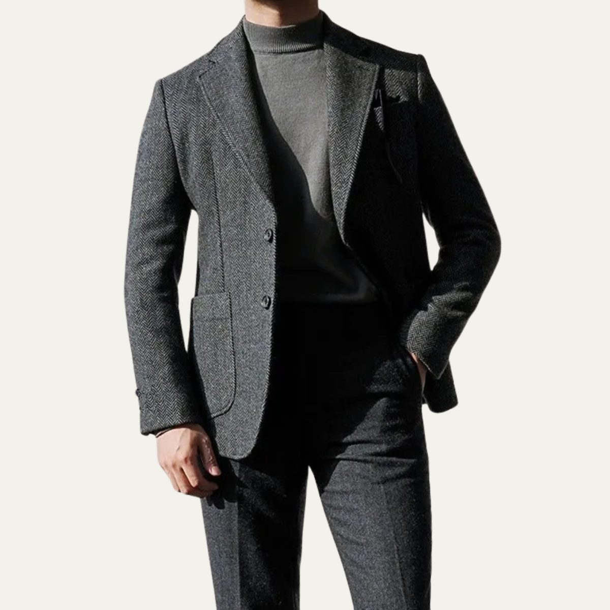 The Glenhaven Ridge Men’s Retro Herringbone Wool Tweed Blazer