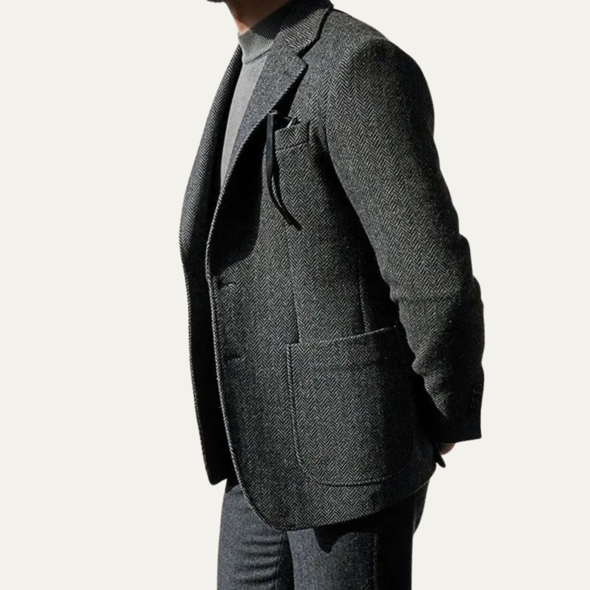 The Glenhaven Ridge Men’s Retro Herringbone Wool Tweed Blazer