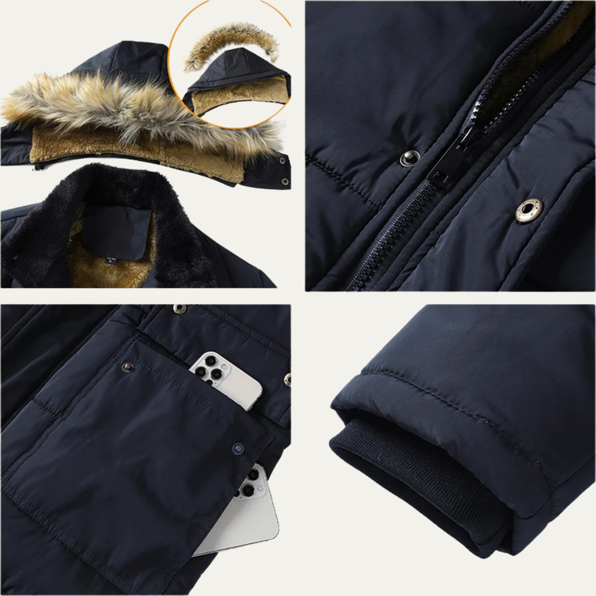 The Cremona Men’s Winter Warm Hooded Parka Jacket with Fur Collar