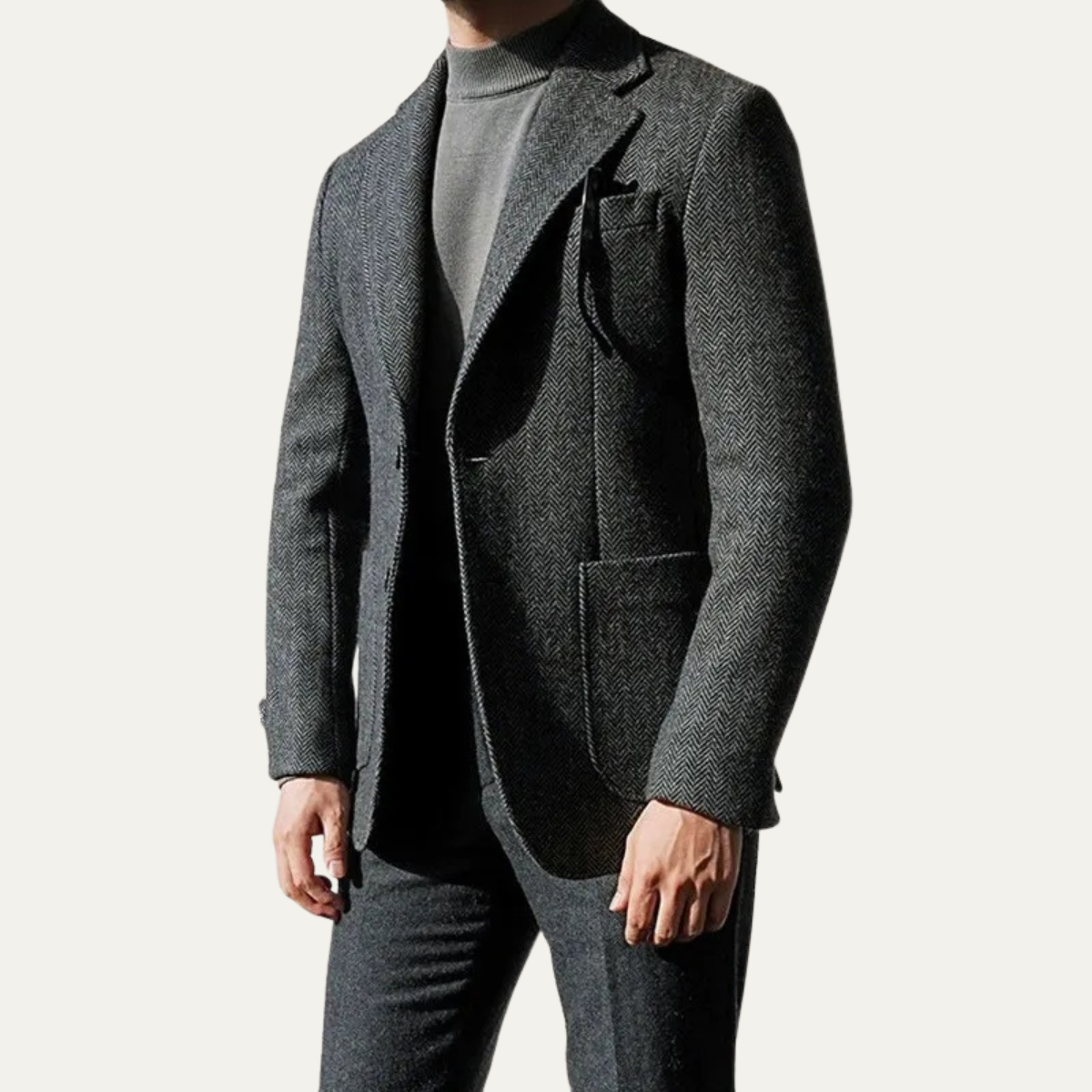 The Glenhaven Ridge Men’s Retro Herringbone Wool Tweed Blazer