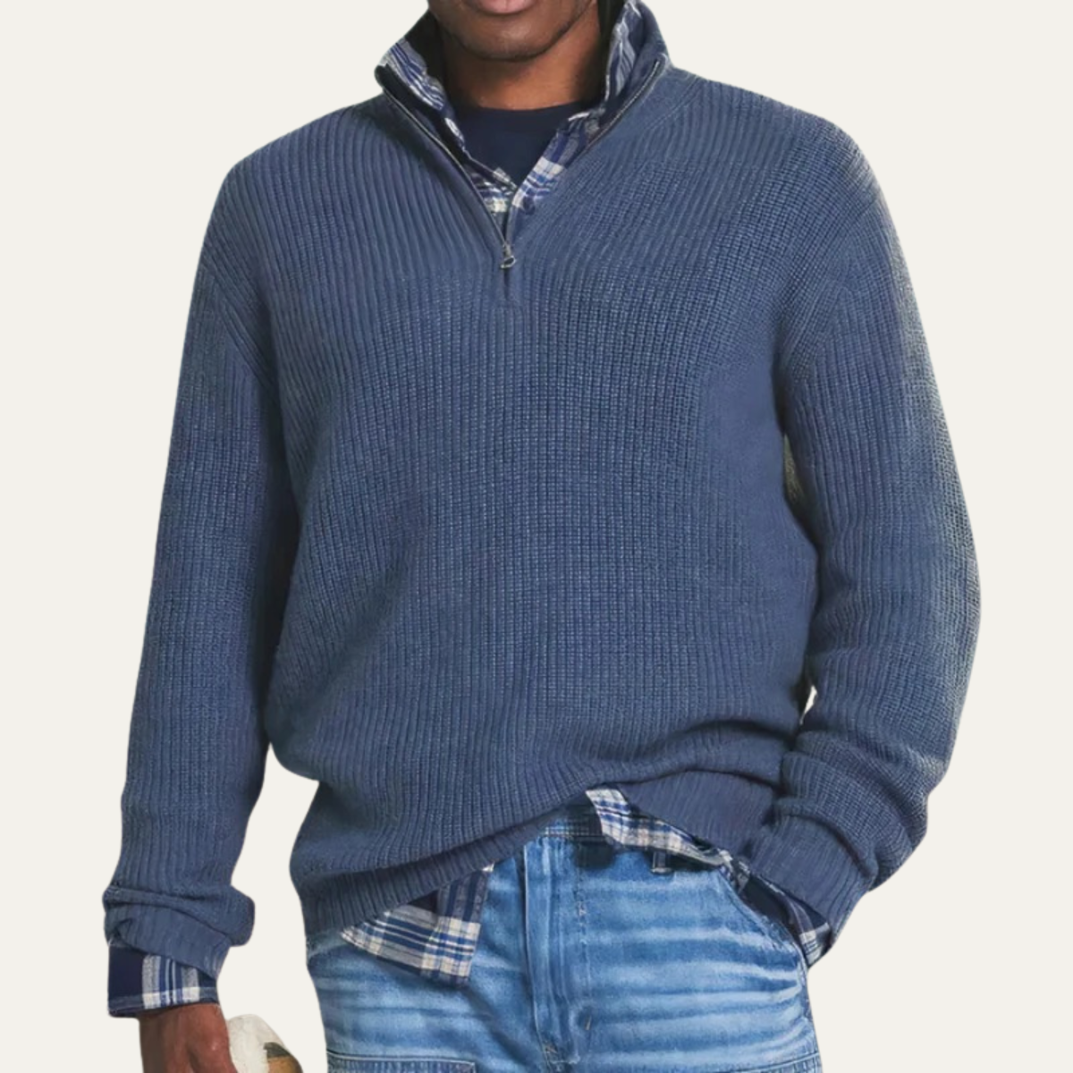 The Brighton Men's Merino Wool Sweater - Half Zip Knitted Pullover