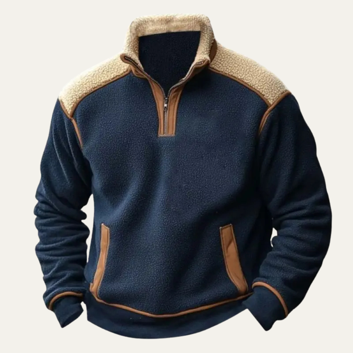 The Millhaven Men’s Vintage Fleece Soft Sherpa Quarter Zip Jacket