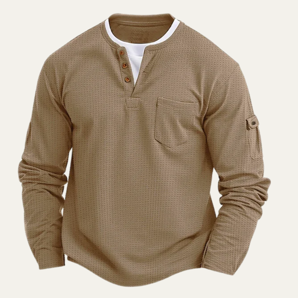 The Maplehurst Men’s Henley Double Layered Button Neck Shirt