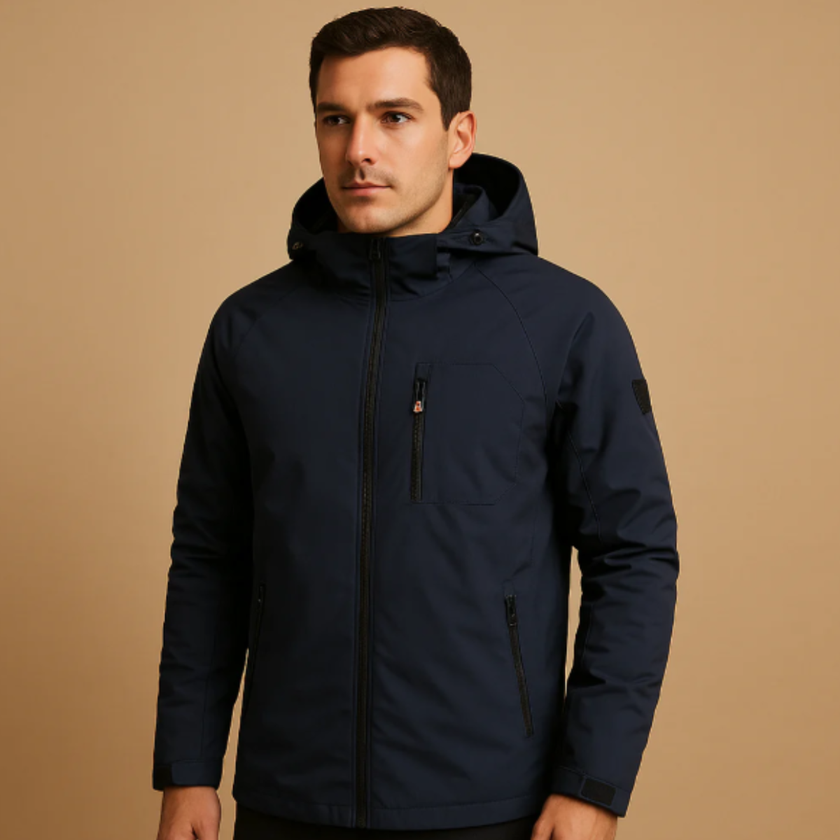 Men's Lightweight Waterproof Hooded Windbreaker Black