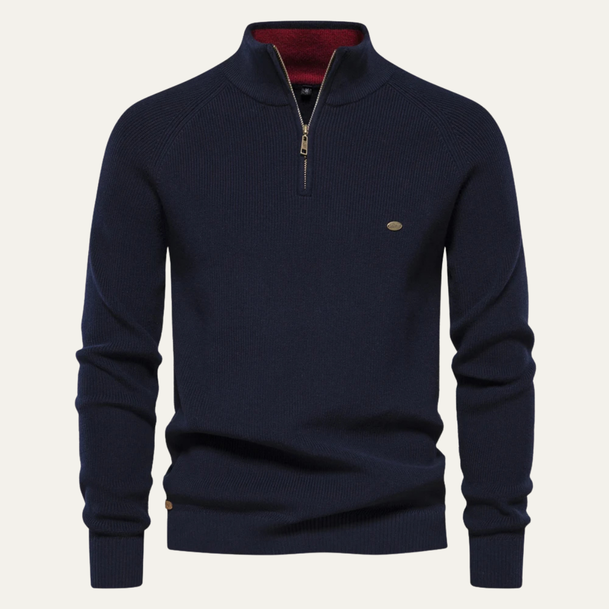 The Bergamo Alta Men’s Casual Knit Mock Neck Sweater with Button Collar