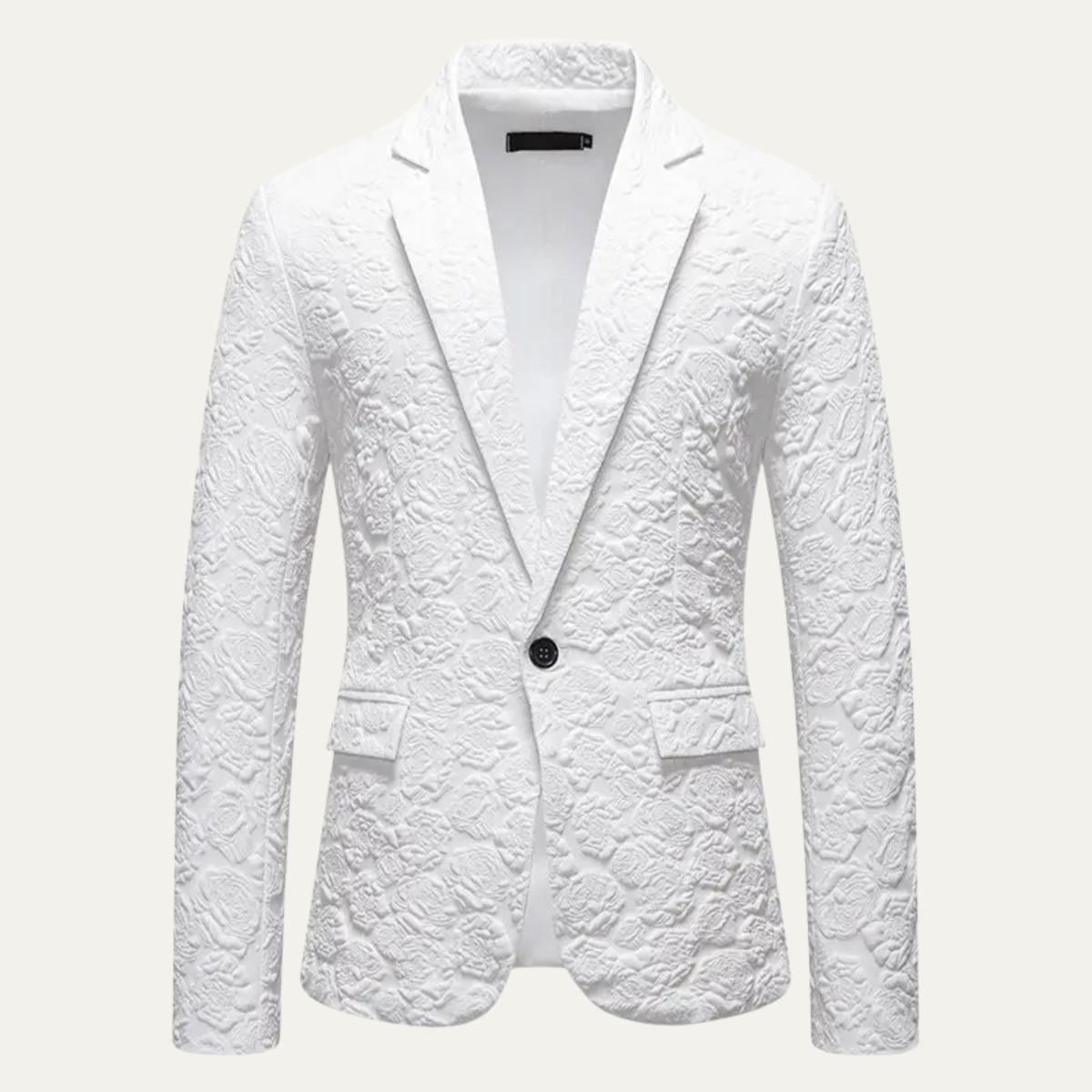 The Ashenford Men’s Slim Fit Rose Pattern Business Blazer – White