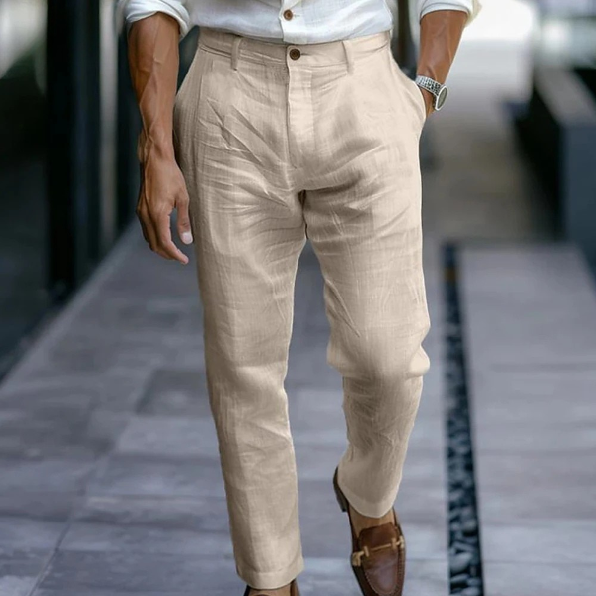 The Stonehaven Men's Ankle Length Casual Beach Trousers with Pockets