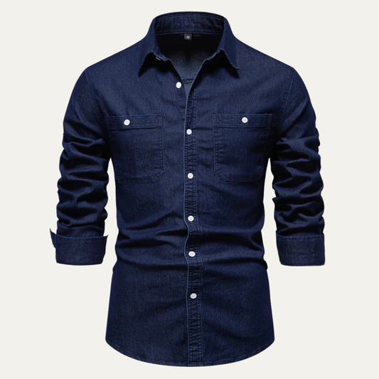 The Crestfall Ridge Men’s Slim Fit Denim Shirt with Double Pockets