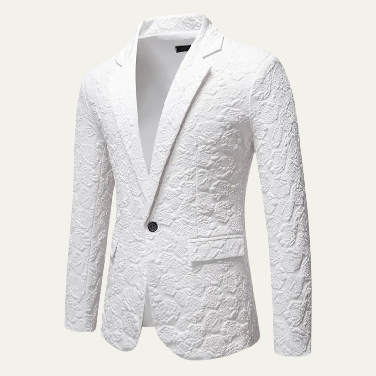 The Ashenford Men’s Slim Fit Rose Pattern Business Blazer – White