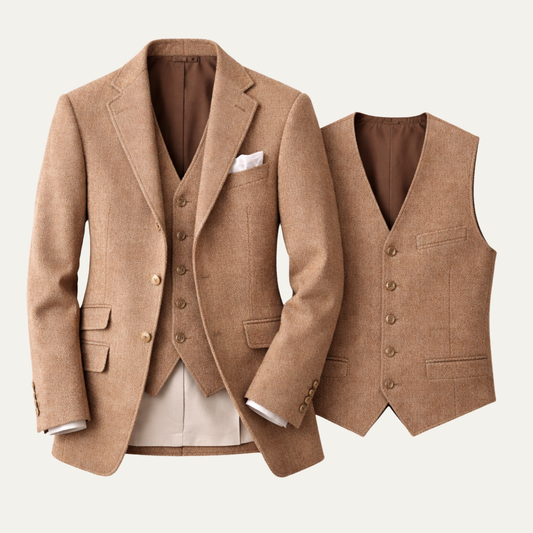 The Belluno Men’s Classic Herringbone 2 Piece Set – Jacket & Vest