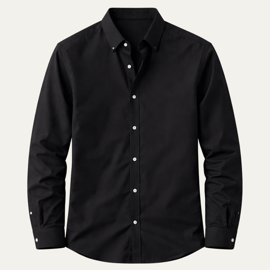 The Redfield Men’s Italian Collar Button Up Shirt  — Black