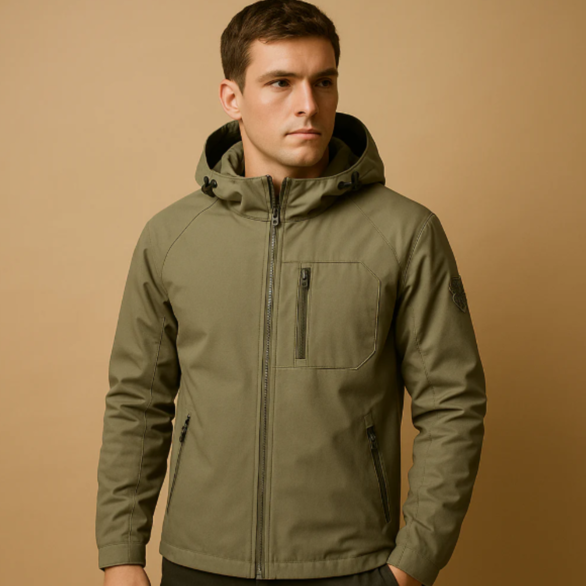 Men's Lightweight Waterproof Hooded Windbreaker Black