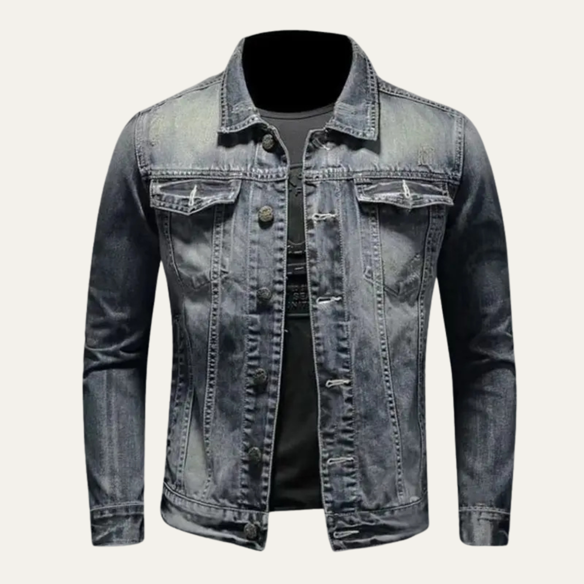 The Livorno Men’s Casual Lightwash Button Down Denim Jacket