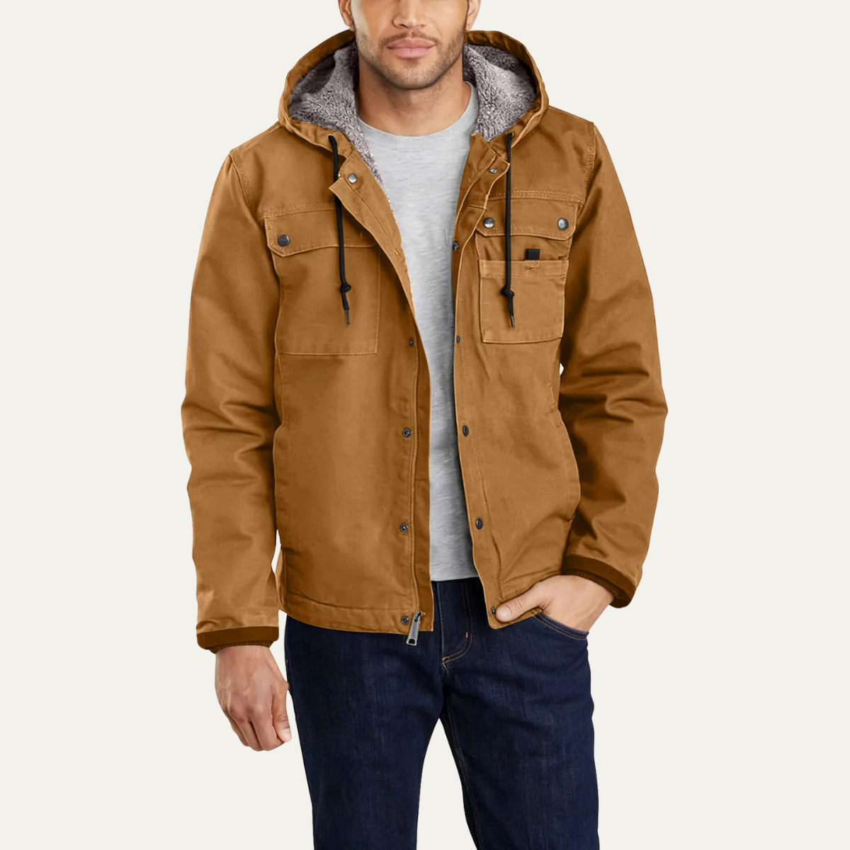The Willowford Men’s Fleece Lined Hooded Vintage Denim Jacket